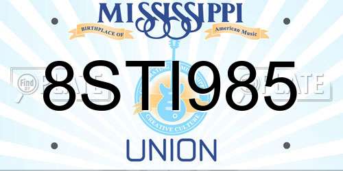 8STI985 Mississippi License Plate