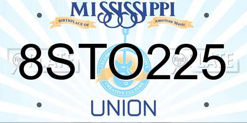 8STO225 Mississippi License Plate