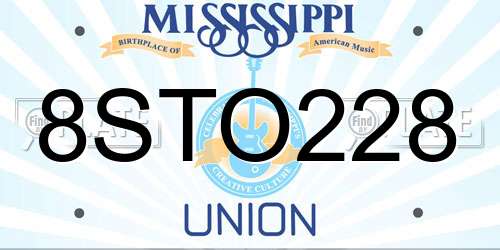 8STO228 Mississippi License Plate