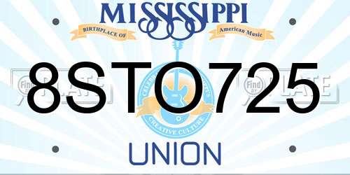 8STO725 Mississippi License Plate