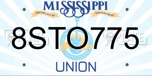 8STO775 Mississippi License Plate