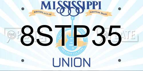 8STP35 Mississippi License Plate