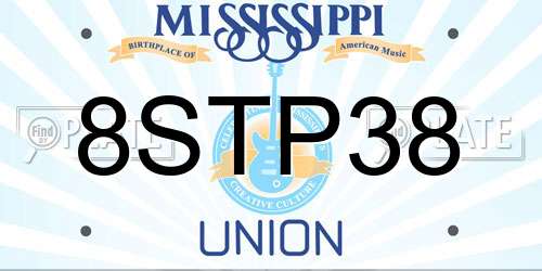 8STP38 Mississippi License Plate