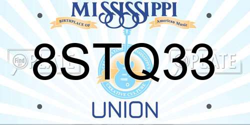 8STQ33 Mississippi License Plate