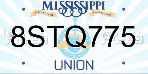 8STQ775 Mississippi License Plate