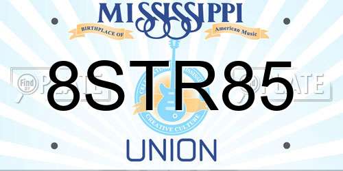 8STR85 Mississippi License Plate