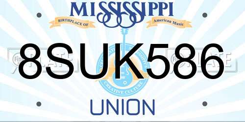 8SUK586 Mississippi License Plate