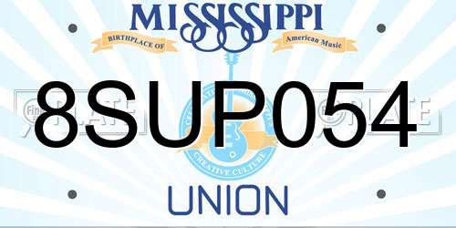 8SUP054 Mississippi License Plate