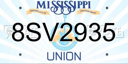 8SV2935 Mississippi License Plate