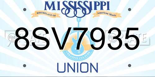 8SV7935 Mississippi License Plate