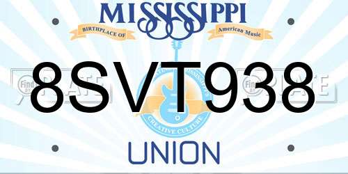 8SVT938 Mississippi License Plate