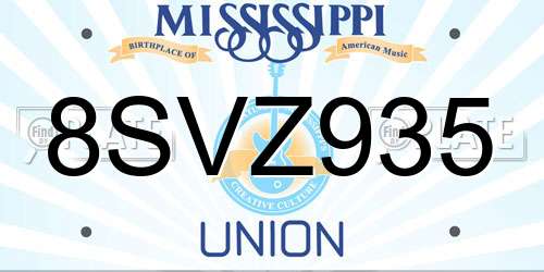 8SVZ935 Mississippi License Plate
