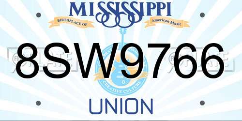 8SW9766 Mississippi License Plate