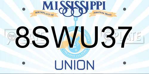8SWU37 Mississippi License Plate