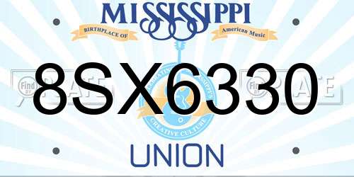 8SX6330 Mississippi License Plate