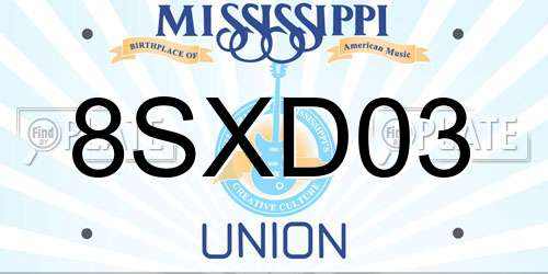 8SXD03 Mississippi License Plate