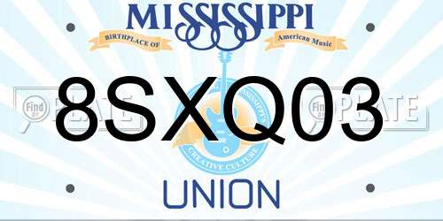 8SXQ03 Mississippi License Plate