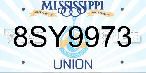 8SY9973 Mississippi License Plate