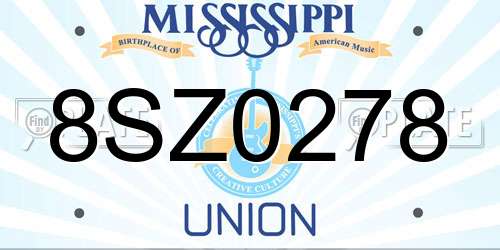 8SZ0278 Mississippi License Plate