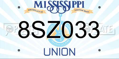 8SZ033 Mississippi License Plate