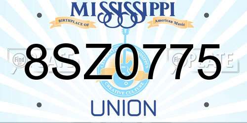 8SZ0775 Mississippi License Plate