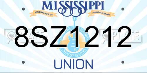 8SZ1212 Mississippi License Plate