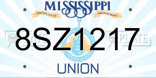 8SZ1217 Mississippi License Plate