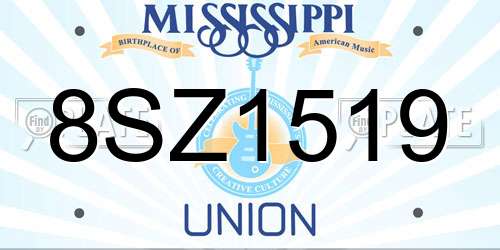 8SZ1519 Mississippi License Plate