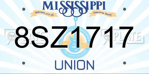 8SZ1717 Mississippi License Plate
