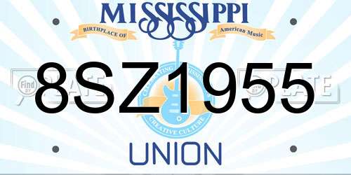 8SZ1955 Mississippi License Plate