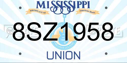 8SZ1958 Mississippi License Plate