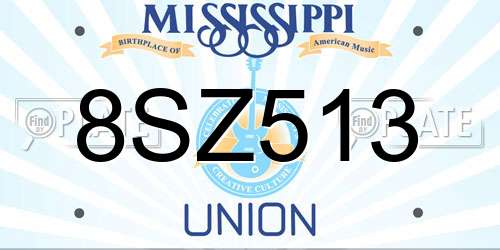 8SZ513 Mississippi License Plate