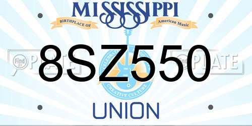 8SZ550 Mississippi License Plate