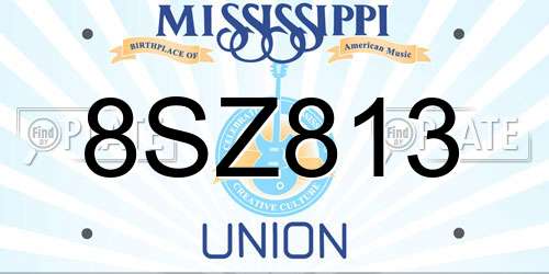8SZ813 Mississippi License Plate