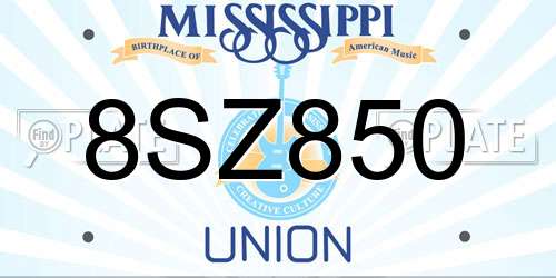 8SZ850 Mississippi License Plate
