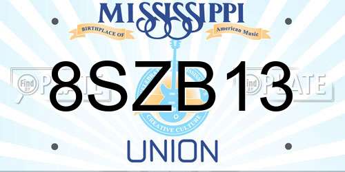 8SZB13 Mississippi License Plate