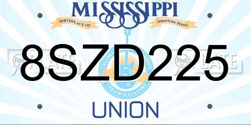 8SZD225 Mississippi License Plate