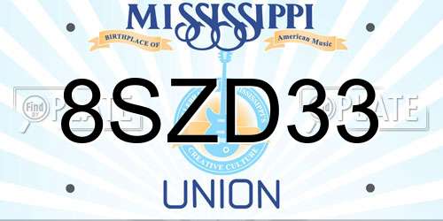 8SZD33 Mississippi License Plate