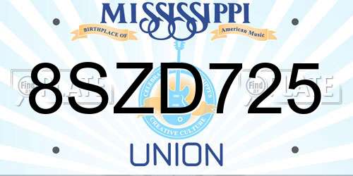 8SZD725 Mississippi License Plate