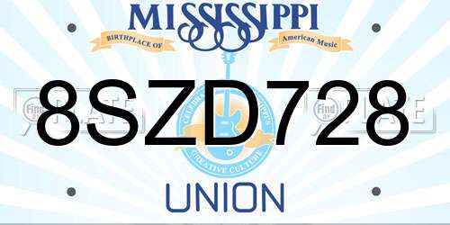 8SZD728 Mississippi License Plate