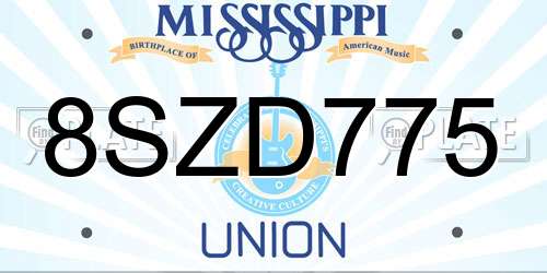8SZD775 Mississippi License Plate