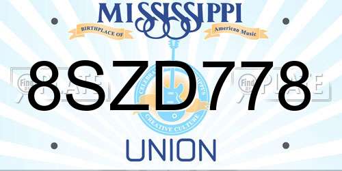 8SZD778 Mississippi License Plate
