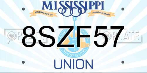 8SZF57 Mississippi License Plate