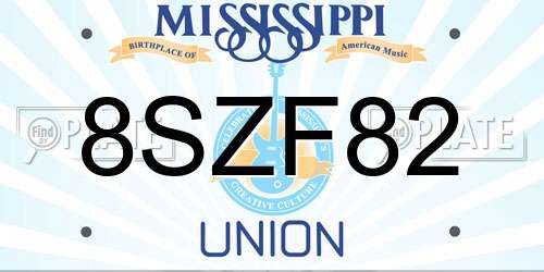 8SZF82 Mississippi License Plate