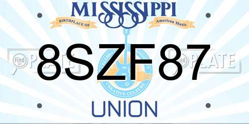8SZF87 Mississippi License Plate