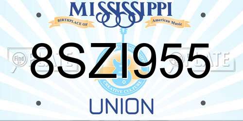 8SZI955 Mississippi License Plate