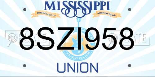 8SZI958 Mississippi License Plate