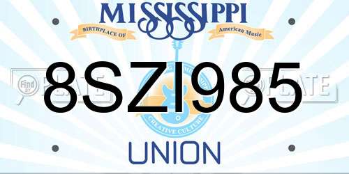 8SZI985 Mississippi License Plate