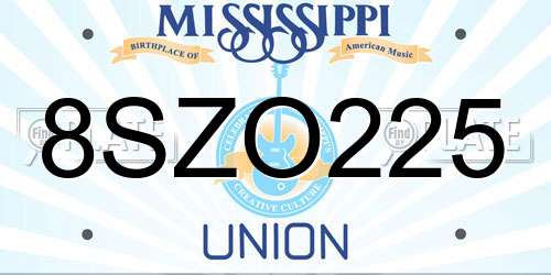 8SZO225 Mississippi License Plate