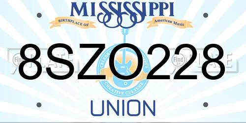 8SZO228 Mississippi License Plate